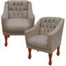 Kit 02 Poltronas Decorativa Resistente Grécia - Dritex:suede Cappuccino - 2
