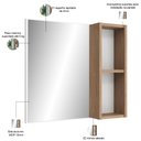 Ver imagem 3 de Armário para Banheiro com Espelho 60cm Ramona B06 Branco Carvalho - Lyam Decor