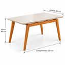 Ver imagem 7 de Mesa de Jantar Retangular 120x80cm Pés em Madeira Maciça:Tampo Off White/Vidro