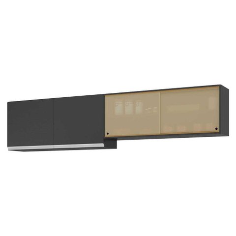 Kit 2 Armários de Cozinha Aéreos 4 Portas Veneza Multimóveis Mp2150 Preto/branco