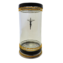 Porta Vela 7 Dias 18 Cm Jesus Cristo Cruz Vidro e Alumínio - 3