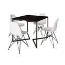 Ver imagem 6 de Mesa Jantar Industrial Quadrada 90Cm Preta Base V Com 4 Cadeiras Brancas Ferro Preto Cor: Preto