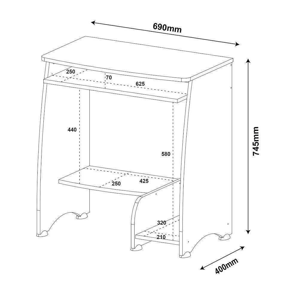 Mesa para Computador com 3 Prateleiras Pixel Artely - 3