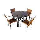 Ver imagem 2 de Kit 4 Cadeiras e Mesa com Tampo Ripado em Alumínio e Ombrelone para Piscina, Jardim, Edícula, Á - Vi