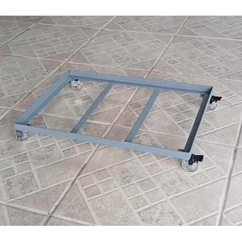 Carrinho Tartaruga 60x70cm para Transportar Caixas de Pães Cinza