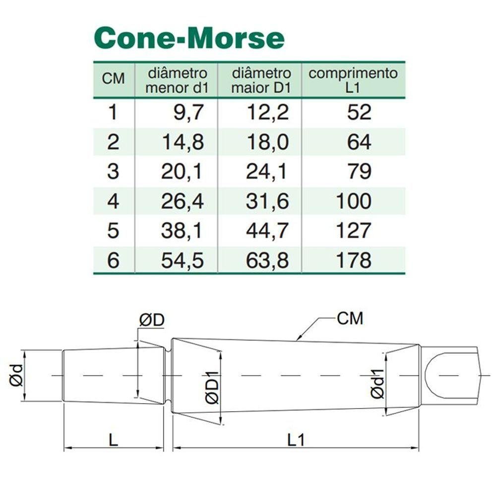 Haste Cônica para Mandril Cm2 com Rosca 1/2 X 20 Unf - 3