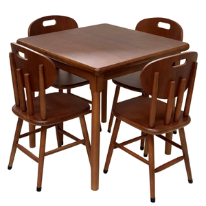 Conjunto de Mesa Jantar Madeira 80x80 Laminado com 4 Cadeiras Marrom