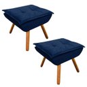 Ver imagem 1 de Kit 2 Puff Decorativo Opala Suede Azul Marinho