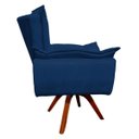 Ver imagem 3 de Poltrona Decorativa Giratória Gran Opala Base Madeira Suede Azul Marinho