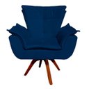 Ver imagem 2 de Poltrona Decorativa Giratória Gran Opala Base Madeira Suede Azul Marinho