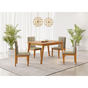 Mesa Elegance 4 Cadeiras Ágata 1,20 Linho Cinza Jcm Cinamomo