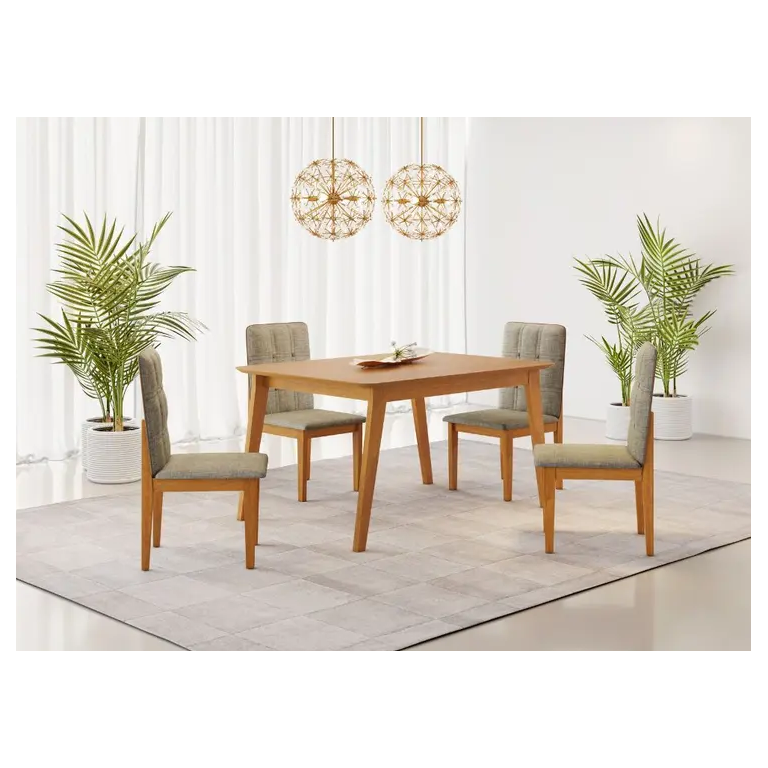 Mesa Elegance 4 Cadeiras Ágata 1,20 Linho Cinza Jcm Cinamomo