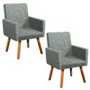Ver imagem 1 de Kit 2 Poltronas Decorativas Nina Estampado Floral Verde Água D45 - D'Rossi