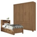 Ver imagem 1 de Guarda Roupa Casal Guarapuava 6 Portas de Bater 4 Gavetas com Espelho e Cama Solteiro Invicta Jatob