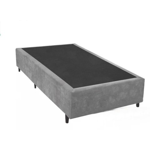 Base Box Blindado Solteirão Acolchoes Suede Cinza 40x96x203