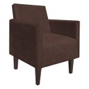 Ver imagem 1 de Poltrona Decorativa Compacta Jade Suede Marrom com Pés Baixo Chanfrado - D'Rossi