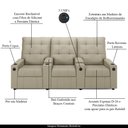 Ver imagem 3 de Poltrona do Papai Reclinável Sala de Cinema Movie 3 Lugares Manual Baú USB PU Bege Gran Belo Movie P