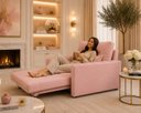 Ver imagem 4 de Poltrona Cama Solteiro 2 em 1 Conforto, Elegância Veludo:Rosa