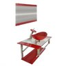 Gabinete de Vidro 90cm para Banheiro Cuba Oval - Romênia-Vermelho Ferrari - 3