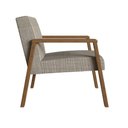 Ver imagem 3 de Poltrona Decorativa Slim Algodão Bege com Braços em Madeira Maciça Nogueira - Ease Móveis