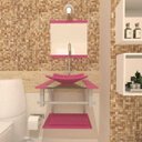 Ver imagem 2 de Gabinete de Vidro 40cm para banheiro Quadrado - Armênia-Rosa
