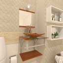 Ver imagem 1 de Gabinete de Vidro 40cm para banheiro Quadrado - Armênia-Dourado Real