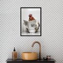 Ver imagem 2 de Quadro Banheiro Coleção Animais - Galo 24x18cm:madeira Branca