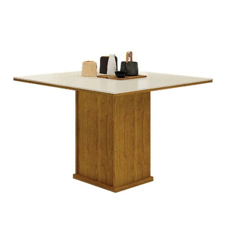 Mesa de Jantar 4 Lugares Tampo em Mdf/vidro Napoli - Leifer Móveis - Freijó/freijó Decor/off White