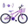 Bicicleta Infantil Aro 20 Rosa Bebê Kit E Roda Aero Lilás Com Acessórios - 1