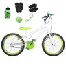 Bicicleta Infantil Aro 20 Branco Kit e Roda Aero Verde com Acessórios e Kit Proteção - 1