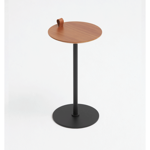 Mesa de Apoio Halter - Tampo Carvalho - Base Aço Carbono - Altura 55cm