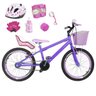 Bicicleta Infantil Aro 20 Lilás Kit e Roda Aero Rosa Bebê com Cadeirinha de Boneca Completa - 1