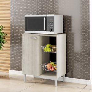 Fruteira com 1 Porta e 2 Cestos 0,63 Cm Esmeralda Branco/elmo Hr Móveis