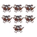 Ver imagem 1 de Kit 7 Jogos de Mesa Dobravel com 4 Cadeiras de Madeira 70x70 para Restaurante e Bar - Imbuia