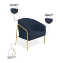 Ver imagem 3 de Poltrona Sala Industrial Alta Dourado Kit 2 Stella Suede Azul M D03 - D’Rossi