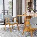 Ver imagem 2 de Kit com 6 Cadeiras Leticia Madeira Maciça Estofada para Mesa de Jantar Linho Cinza 407