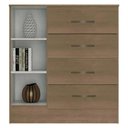 Ver imagem 3 de Cômoda 4 Gavetas 1 Porta Lite Carvalho Oak 81cm Largura Sapateira Mdp