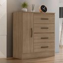Ver imagem 1 de Cômoda 4 Gavetas 1 Porta Lite Carvalho Oak 81cm Largura Sapateira Mdp