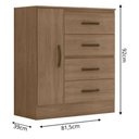 Ver imagem 4 de Cômoda 4 Gavetas 1 Porta Lite Carvalho Oak 81cm Largura Sapateira Mdp