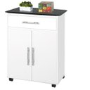 Ver imagem 2 de Balcao Napo. Branco Marmorizado 1 gaveta + 2 portas rodizios PASSE BEM