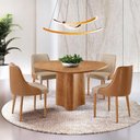 Ver imagem 2 de Sala de Jantar Mesa Selene 135cm Madeira Tampo Laminado Turim /star Caramelo/ Imbuia Nat.