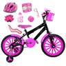 Bicicleta Infantil Aro 16 Preta Kit Pink com Capacete, Kit Proteção e Cadeirinha - 1