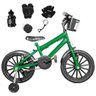 Bicicleta Infantil Aro 16 Verde Escuro Kit Preto com Acessórios e Kit Proteção - 1
