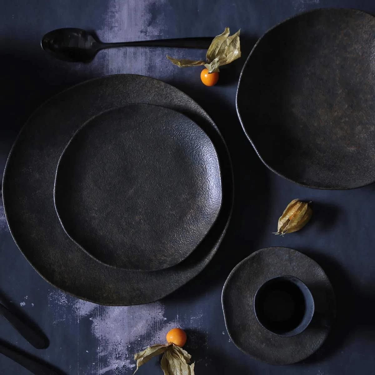 Prato Sobremesa Preto Orgânico Stoneware Porto Brasil 6 Unidades - 3