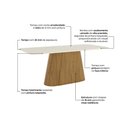 Ver imagem 2 de Mesa de Sala Jantar Olivia Sc121 C/ Tampo Madeirado C/ Vidro Curvo 200x90cm Nature/off White - Henn