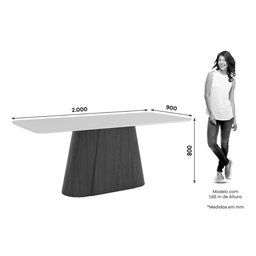 Mesa de Sala Jantar Olivia Sc121 C/ Tampo Madeirado C/ Vidro Curvo 200x90cm Nature/off White - Henn - 3