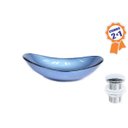 Ver imagem 1 de Combo 2 em 1 - Cuba de Vidro Oval 47cm Pisa + Válvula Beirute-azul