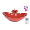 Combo 3 em 1 - Cuba de Vidro Oval 55cm Veneza + Torneira Ibiza + Válvula Beirute-vermelho Ferrari - 1