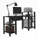 Ver imagem 2 de Mesa Office Londres Preto com Prateleiras para Objetos