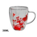 Ver imagem 2 de Caneca Xícara Chá Café Parede Dupla de Vidro com Flores Vermelha Primavera Decorativas Presente